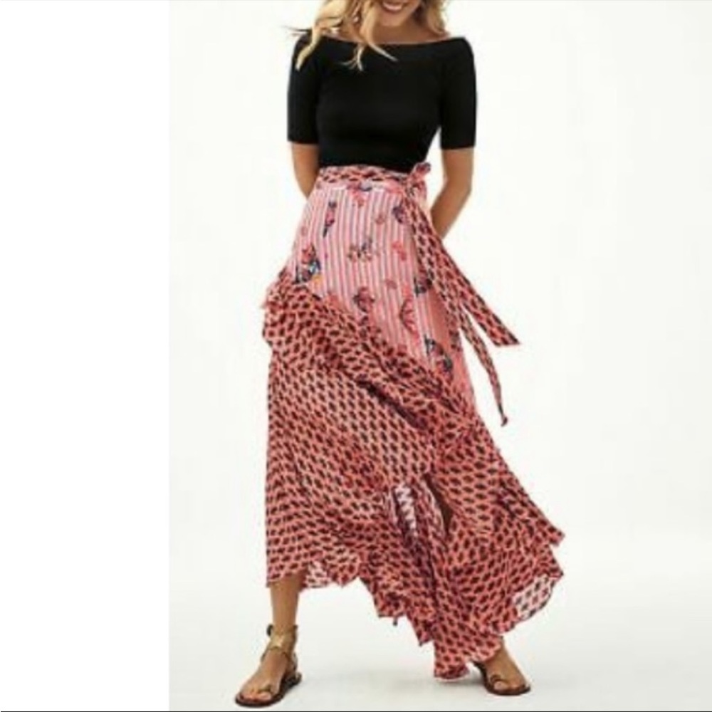 Anthropologie Bhanuni  by Jyoti boho gypsy patchwork silky maxi skirt